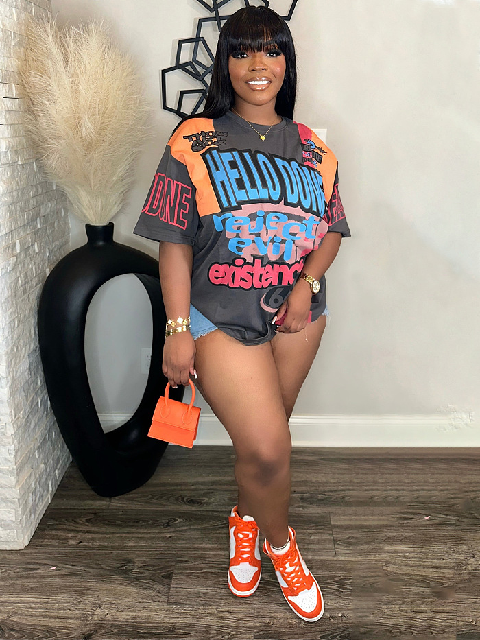 SUPER WHOLESALE | Printed Oversize T-shirt Top