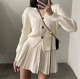 SUPER WHOLESALE | Cardigan Sweater Top with Pleated Skirt
