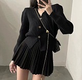 SUPER WHOLESALE | Cardigan Sweater Top with Pleated Skirt