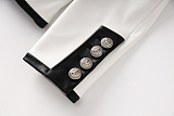 SUPER WHOLESALE | Pu Patchwork Blazer in White& Black Tones