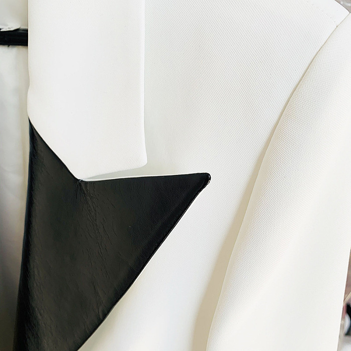 SUPER WHOLESALE | Pu Cuffs Big Collar Blazer