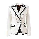 SUPER WHOLESALE | Pu Patchwork Blazer in White& Black Tones