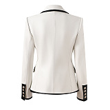 SUPER WHOLESALE | Pu Patchwork Blazer in White& Black Tones
