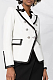 SUPER WHOLESALE | Pu Patchwork Blazer in White& Black Tones