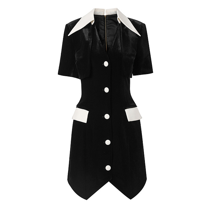 SUPER WHOLESALE | Big Collar V Neck Mini Dress