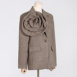SUPER WHOLESALE | Big Rose Attached Blazer Top in Camel