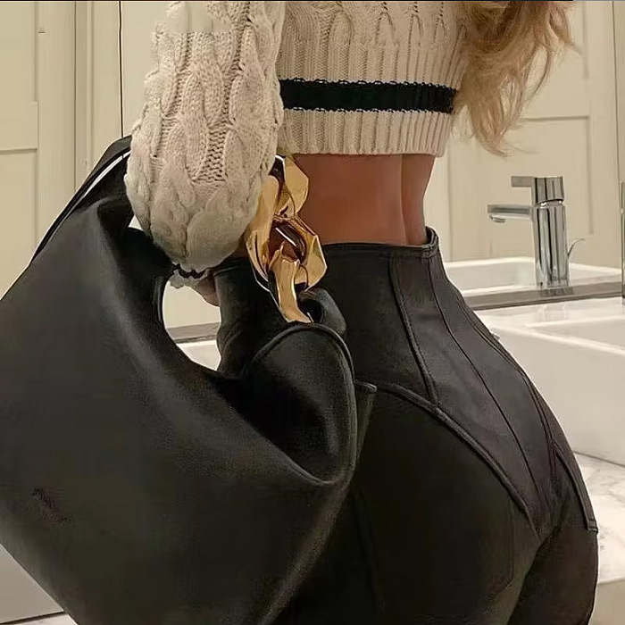 SUPER WHOLESALE | Pu High Waist Straight Pants
