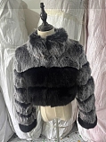 Artificial Puffer Furry Jacket in Black and White