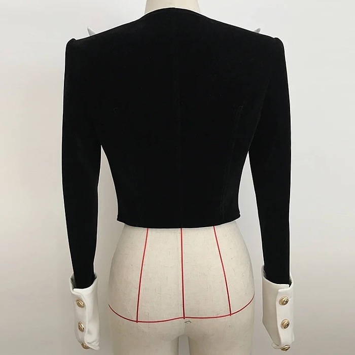 SUPER WHOLESALE | Two Tones Crop Blazer Top