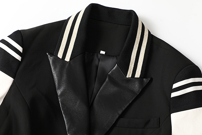 SUPER WHOLESALE | Patchwork Stripes Blazer in Two Tones