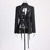 SUPER WHOLESALE | Open Back String Blazer Top