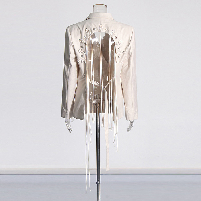 SUPER WHOLESALE | Open Back String Blazer Top