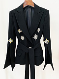 SUPER WHOLESALE | Rhinestone Belted Blazer Jacket