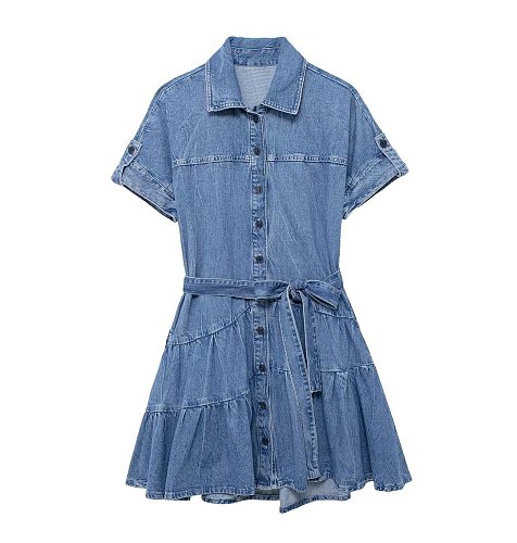 SUPER WHOLESALE | Self-tied Denim Dress