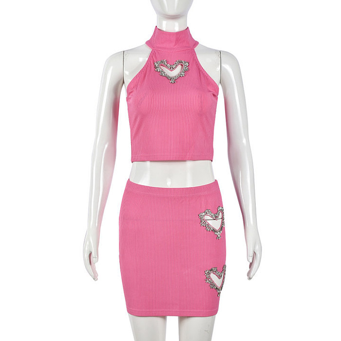 SUPER WHOLESALE | Pit Material Heart Shape Cut Out Skirt Set