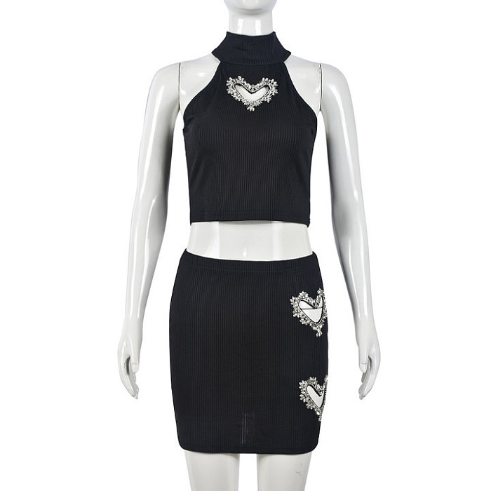 SUPER WHOLESALE | Pit Material Heart Shape Cut Out Skirt Set
