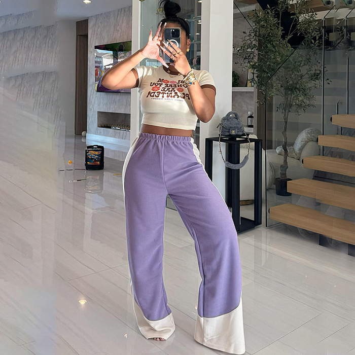 SUPER WHOLESALE | Patchwork Jogger's Pants in Two Tones