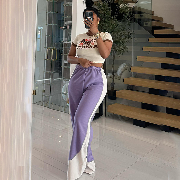 SUPER WHOLESALE | Patchwork Jogger's Pants in Two Tones