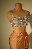 SUPER WHOLESALE| Diamond Beaded Split Skirt Set Decorated with Tank Top