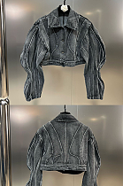 SUPER WHOLESALE| Aged Oversize Crop Jacket Top