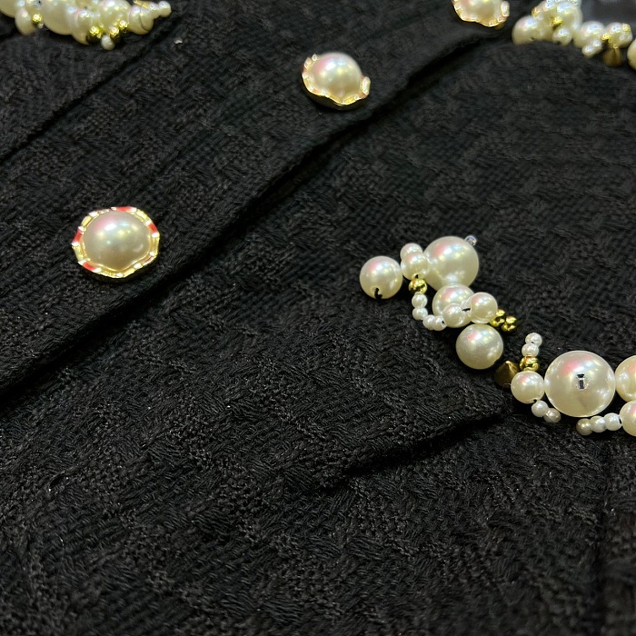SUPER WHOLESALE| Pearls Singal Breasted Skirt Set