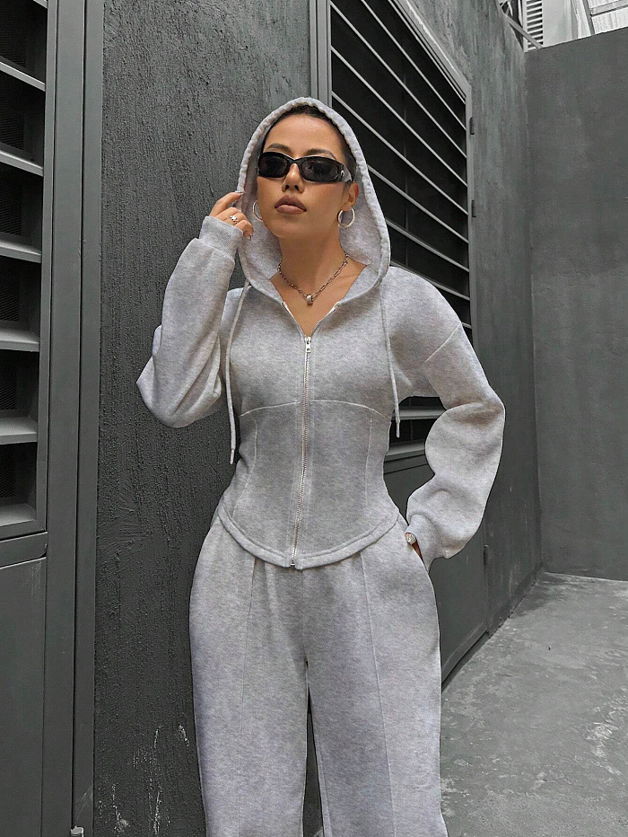 SUPER WHOLESALE|  Hoodie Tracking Suit in Solid Colour