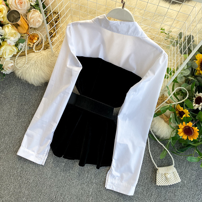 SUPER WHOLESALE| Shorts Set with Patchwork Shirt Top