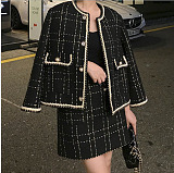 SUPER WHOLESALE|  Single Breasted Tweed Skirt Set