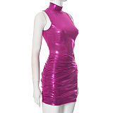 SUPER WHOLESALE| Pu Material Off-shoulder Bodycon Dress