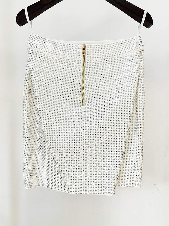 SUPER WHOLESALE| Rhinestone Beaded See-through Skirt Set