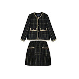 SUPER WHOLESALE|  Single Breasted Tweed Skirt Set