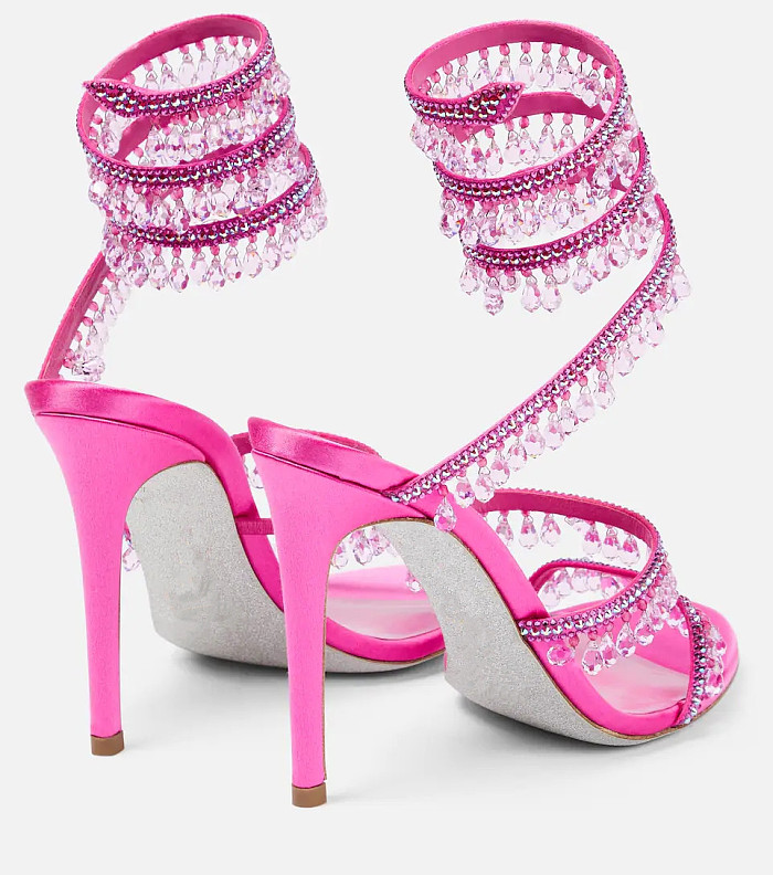 SUPER WHOLESALE| Crystal  Snake-shaped   Sandals in Rose Red