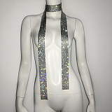SUPER WHOLESALE| Metal Sequin  Choker Necklace  Rhinestone (Length: 160cm)