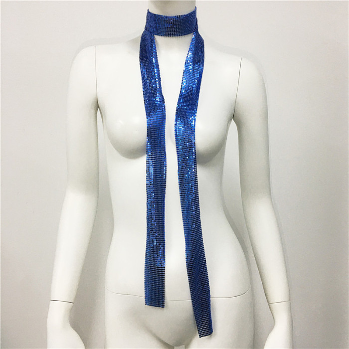 SUPER WHOLESALE| Metal Sequin  Choker Necklace without Rhinestone (Length: 160cm)
