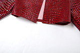 SUPER WHOLESALE|  Crop Jacket Top in  Red