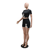 SUPER WHOLESALE| Crystal Bow Shorts Set