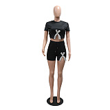SUPER WHOLESALE| Crystal Bow Shorts Set