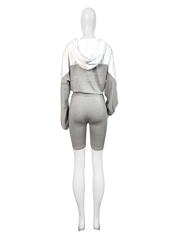 SUPER WHOLESALE| Half Zipper Shorts Set in Two Tones