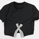 SUPER WHOLESALE| Crystal Bow Shorts Set