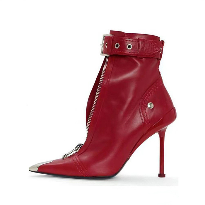 SUPER WHOLESALE| Pointed-toe Zipper Heels