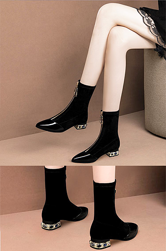 SUPER WHOLESALE| Pointed-Toe Zip-up Women's Boots
