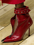 SUPER WHOLESALE| Pointed-toe Zipper Heels