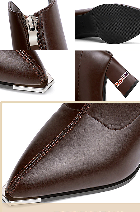 SUPER WHOLESALE| Pointed-toe Back Zipper Heels
