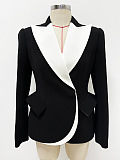 SUPER WHOLESALE| Contrast Color Hidden Button Tailored Blazer