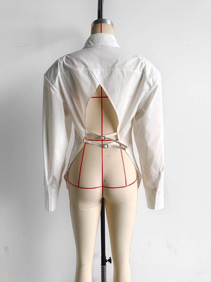 SUPER WHOLESALE| Open Back Shirt in White