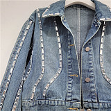 SUPER WHOLESALE| Denim Crop Jacket Decorated with Rhinestone