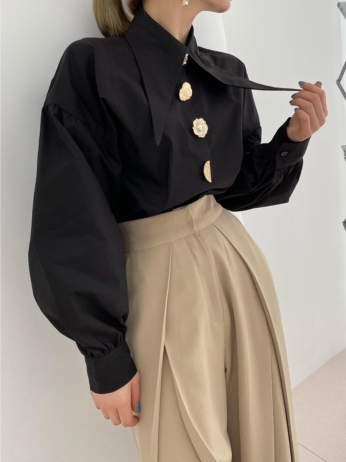 SUPER WHOLESALE| Lantern Sleeves Shirt Top