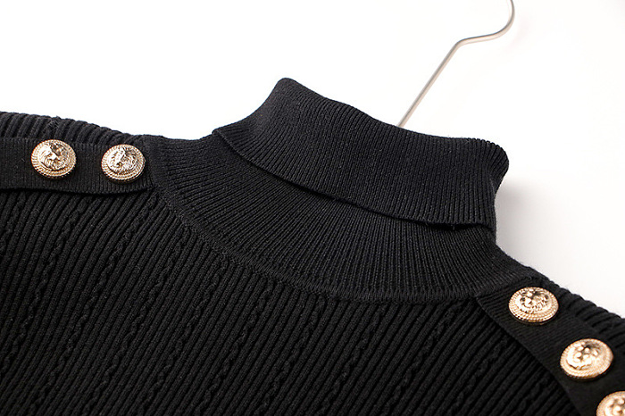 SUPER WHOLESALE| High Neck Knitted Blouse