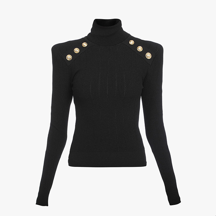SUPER WHOLESALE| High Neck Knitted Blouse