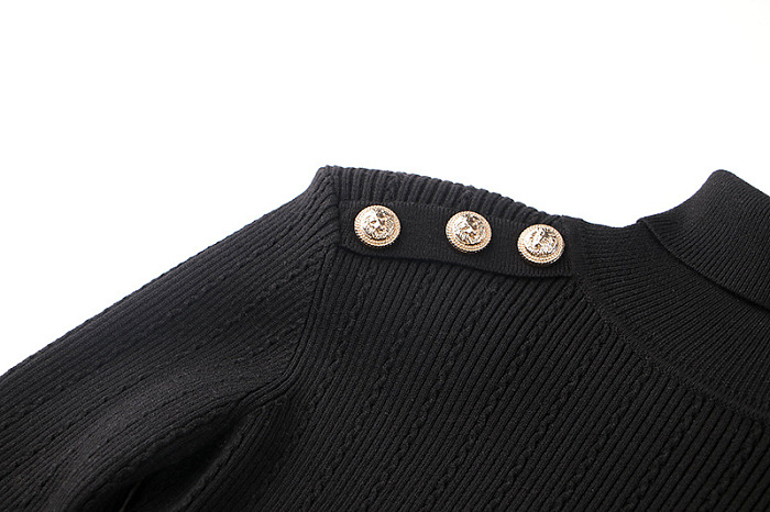 SUPER WHOLESALE| High Neck Knitted Blouse